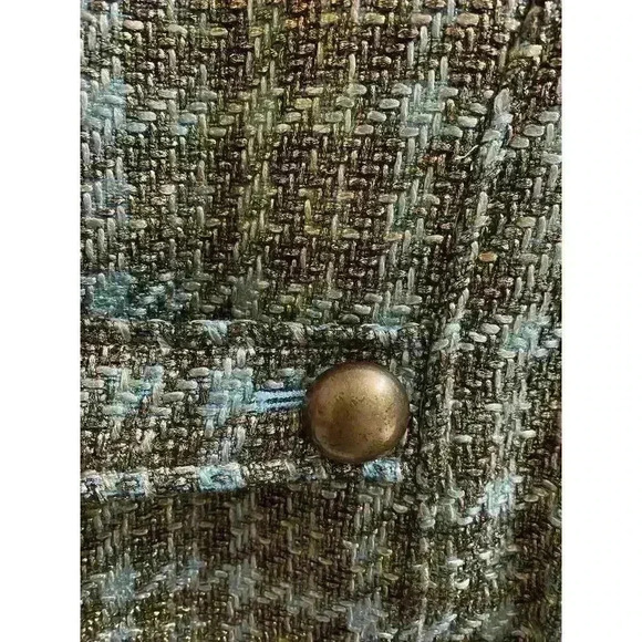 23rd St Woven Blazer Blue/Brown with Gold Metalic Shimmer Coating 10% Wool Sz XL - Picture 10 of 15